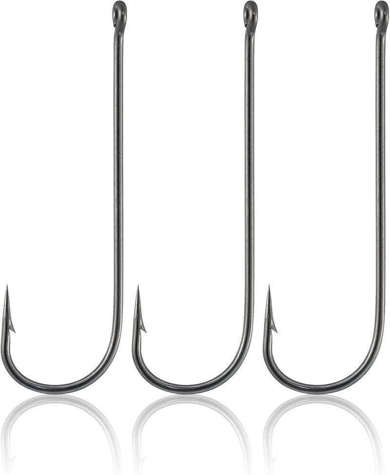 Dr.Fish 100 Pack Aberdeen Fishing Hooks Freshwater, Straight Shank Light Wire Worm Hooks for Bass/Crappie/Bream/Bluegill/Panfish - Image 1